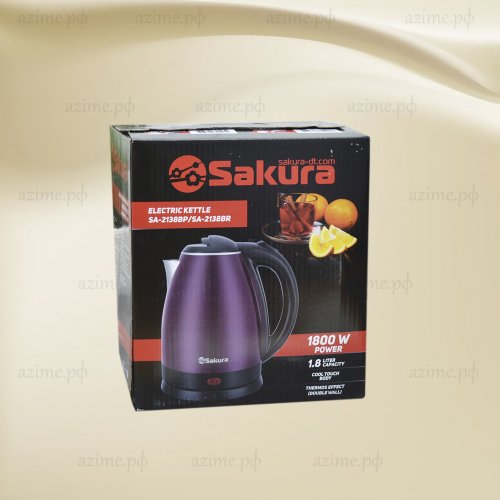 Чайник SA-2138BР 1,8л 1800Вт, нерж., диск фиолетовый/черный (12)