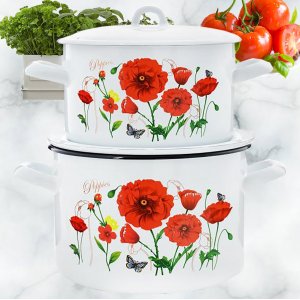 Набор посуды ЭТ-72811 "Красные маки" цилиндрический 2.9 л 4.3 л 4 пр (1)