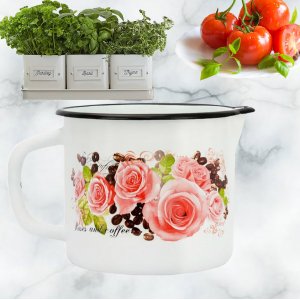 Кружка ЭТ-75092 "Розы и кофе" 1.4 л со сливным носиком (12)