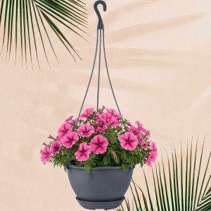 Горшок подвесной IG146010026 c фиксируемым поддоном InGreen Афина 1,5 л, вулканический серый (16)