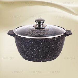 Кастрюля алюминий 42802 антипригарное покрытие 2 л крышка стекло Гранит  blac (7)