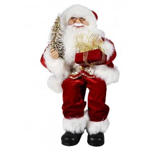 Дед Мороз AZ2020-124 с ёлочкой и подарками кр.костюм сидячий 45см (8)