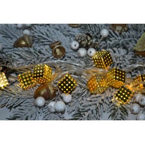 Гирлянда LED AZ2021-891 10л Кубики тёплый Золото (100)