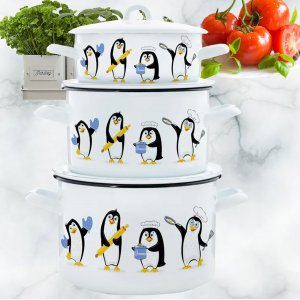 Набор посуды ЭТ-75101 "Пингвины" цилиндрический 2.0+3.0+4.0л 6 пр (1)