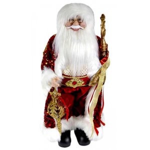 Дед Мороз AZ2021-322 с игрушкой и посохом красный костюм 45см (8)