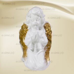 Ангел Молящийся средний белый с золотом 33см АРС (6)