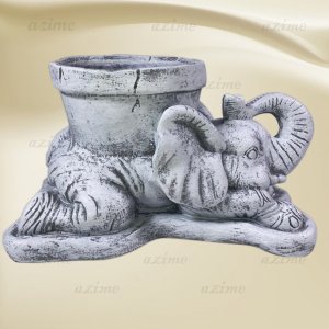 Кашпо Слон мини серый камень16см АРС (8)