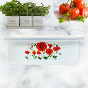 Лоток ЭТ-75008 "Красные маки" с пластиковой крышкой 1.0 л (16)