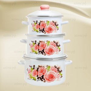 Набор посуды ЭТ-75086 "Розы и кофе" цилиндрический 2.0+3.0+4.0л 6 пр (1)