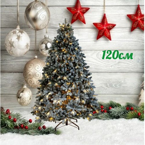 Ёлка заснеженная AZ2024-186 120см с лампами ПВХ жел.ножки (1)