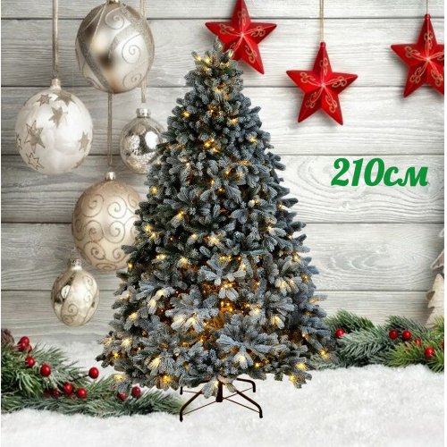 Ёлка заснеженная AZ2024-189 210см с лампами ПВХ жел.ножки (1)