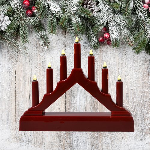 Рождественская горка AZ2025-66 7свечей мини цв.красный  (72)