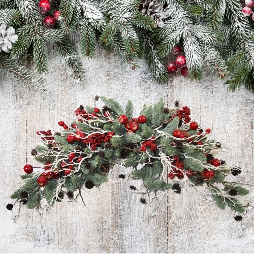 Новогодний декор AZ2025-245  Еловая ветка W251599 (24)