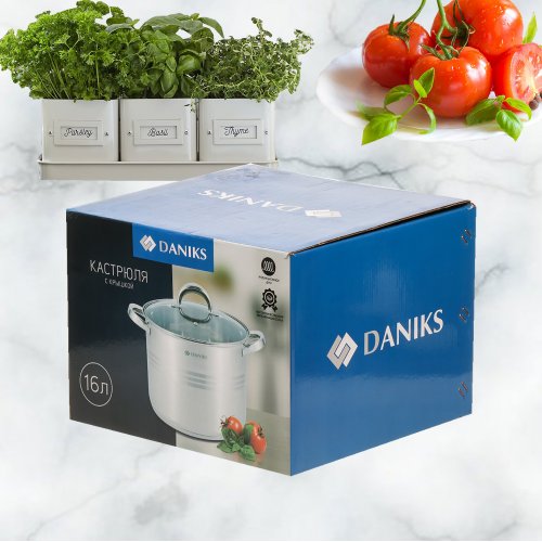 Кастрюля нерж Общепит SD-6BP-16 320465 16,0 л, крышка стекло, индукция (2)