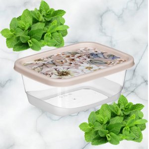 Контейнер для продуктов 221160527/06 прямоугольный 0,5л с декором бежевый (20)