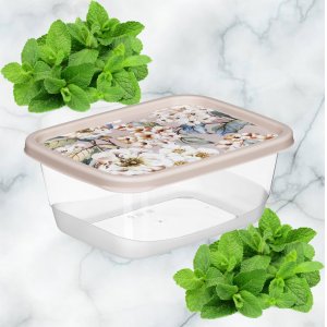 Контейнер для продуктов 221160627/06 прямоугольный 0,85л с декором бежевый (20)