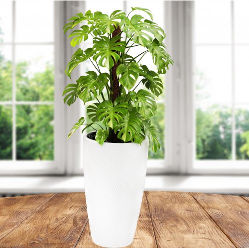 Кашпо д/цветов ПМ М8883 Флэйм  белый 24,0л (вставка 5,0л ) (2)