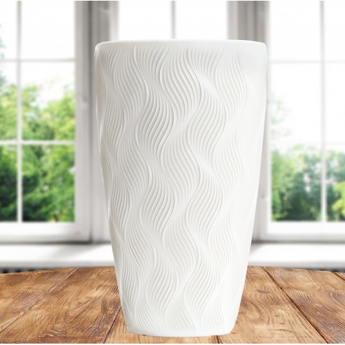 Кашпо д/цветов ПМ М8883 Флэйм  белый 24,0л (вставка 5,0л ) (2)