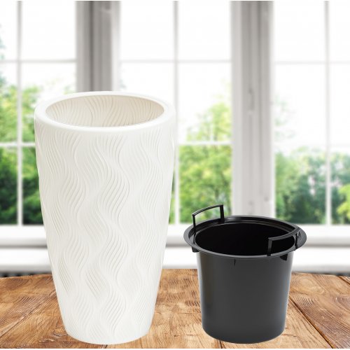 Кашпо д/цветов ПМ М8883 Флэйм  белый 24,0л (вставка 5,0л ) (2)