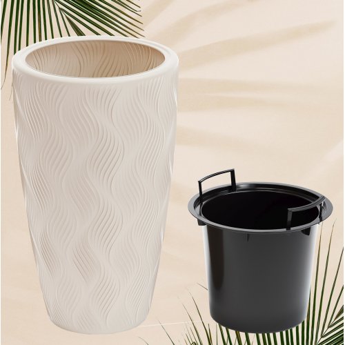 Кашпо д/цветов ПМ М8887 Флэйм св.беж .42,0л (вставка 10,0л ) (2)