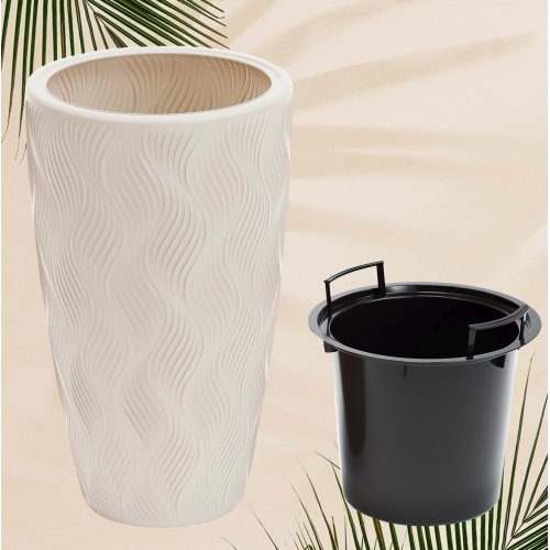 Кашпо д/цветов ПМ М8888 Флэйм св.бежевый 61,0л (вставка 13,0л ) (2)