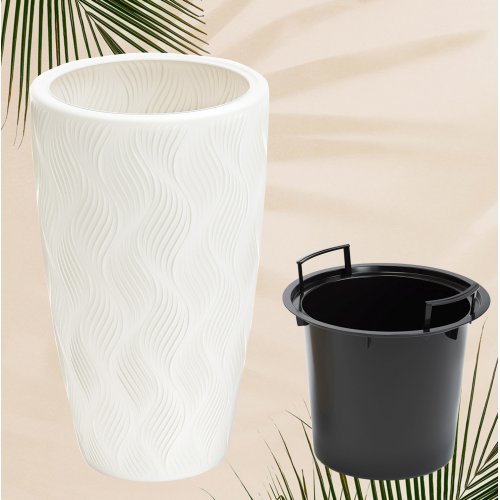 Кашпо д/цветов ПМ М8885 Флэйм белый  61,0л (вставка 13,0л ) (2)