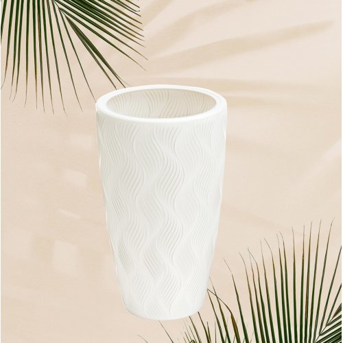 Кашпо д/цветов ПМ М8885 Флэйм белый  61,0л (вставка 13,0л ) (2)