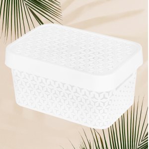 Корзина ПМ М9117 Элемент 5,0л с крышкой белый (10)