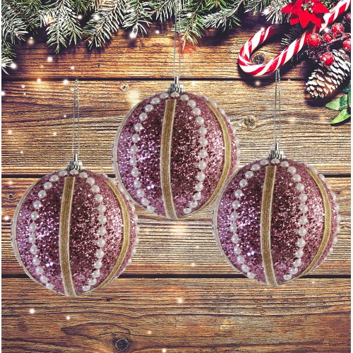 Набор ёлочных игрушек AZ2024-256 набор 3 штуки  LS4076 (98)