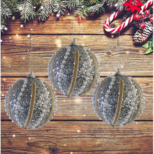 Набор ёлочных игрушек AZ2024-256 набор 3 штуки  LS4076 (98)