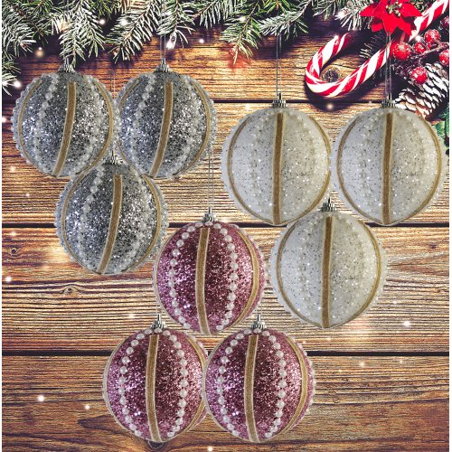 Набор ёлочных игрушек AZ2024-256 набор 3 штуки  LS4076 (98)