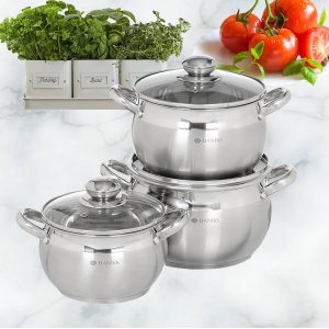 Набор посуды нерж 6пр. Классика SD-6 204074  кастрюли 1.9,2.9,3.9 л, индукция (4)
