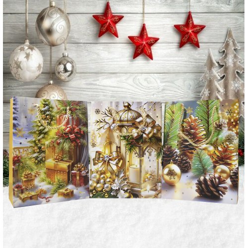 Пакет Новогодний AZ2025-229  18*24*8.5см  (240)