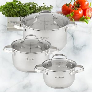 Набор посуды нерж 6пр. Элегант GS-01338-2-6PCS  кастрюли 1.9, 3.6, 6.1 л, индукция 480214(2)