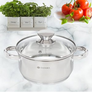 Кастрюля нерж Оптима GS-01201-18CA  2.2 л, с крыш.индукц 332354(6)