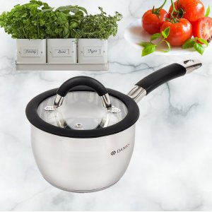 Ковш нерж Орландо GS-01435-16S 1,9 л  крышка стекло, силикон ручка, 397625 (6)