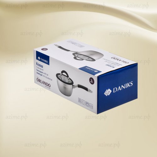 Ковш нерж Орландо GS-01435-16S 1,9 л  крышка стекло, силикон ручка, 397625 (6)