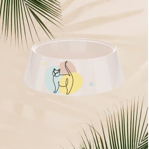 Миска для кошек ПМ М7853 Мур-мяу св.бежевый 0.3л (30)