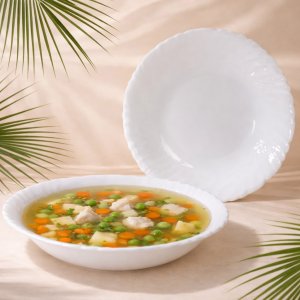 Тарелка AZ2025-414 HBSP75  белая глубокая 220мл ;h3*20см (48)