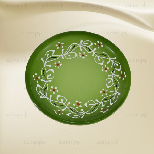 Тарелка десертная М на зеленом 2сорт d205мм (12)