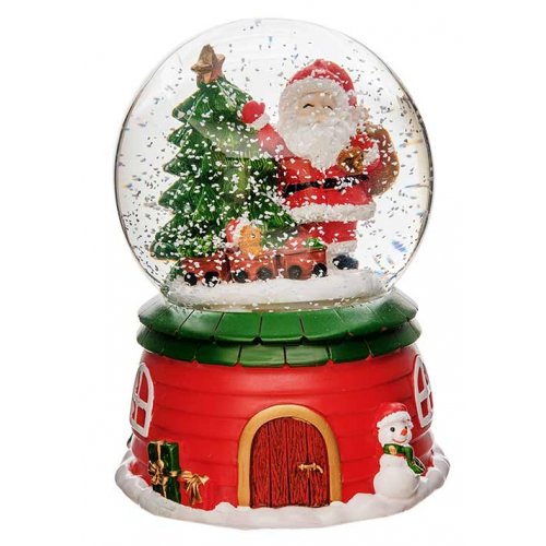 Фигурка декоративная AZ2019-1475 Дед Мороз в стеклянном шаре муз(24)