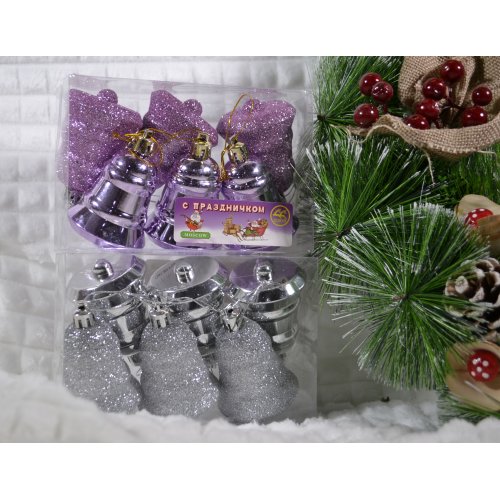 Набор ёлочных игрушек AB-260 Колокольчики 6шт.(126)
