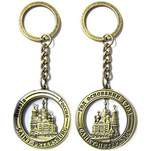 Брелок СПб 157BR-01 "Спас"мет.рельеф цв.бронза