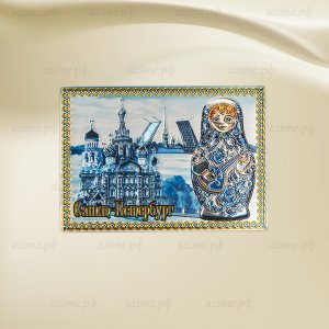Магнит фольга СПб 33-1235 Матрёшка гжель Исаакий