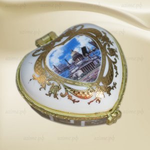 Шкатулка 36-1022 золотая сердце малая Исаакий