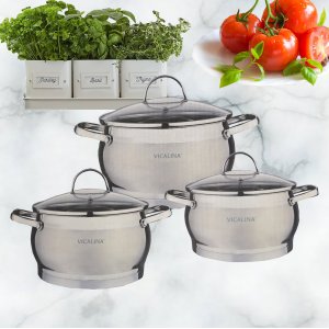 Набор кастрюль 3пр. VL-365 2.9л-18cm, 5.2л-22cm, 8.2л-26cm.(4)