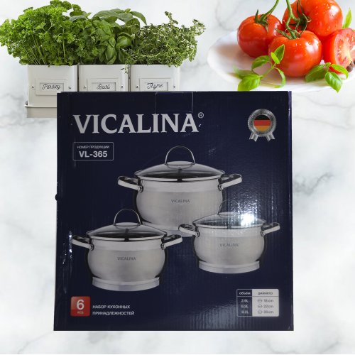 Набор кастрюль 3пр. VL-365 2.9л-18cm, 5.2л-22cm, 8.2л-26cm.(4)