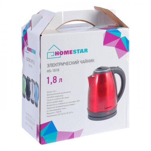 Чайник 003014 Homestar HS-1010 1,8 л стальной, красный (12)