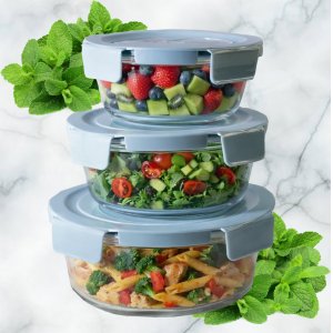 Набор контейнеров СВЧ AZ2025-318 3шт.круглые стекло(12)