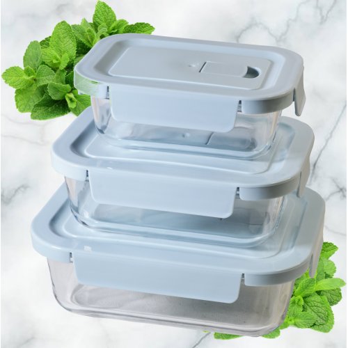 Набор контейнеров СВЧ AZ2025-319 3шт.прямоуг. стекло(12)